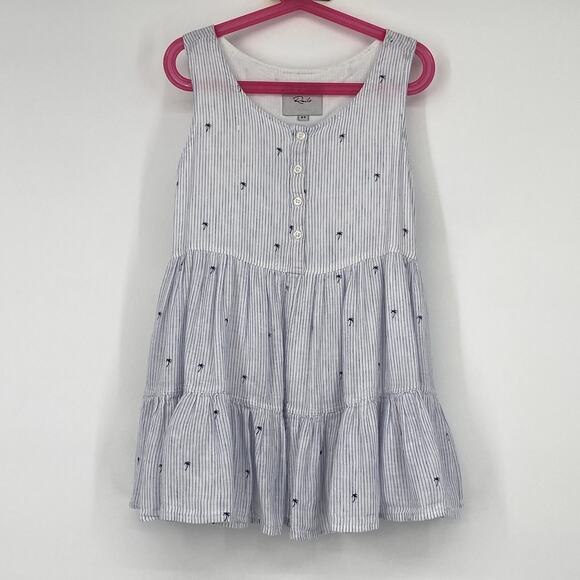 Rails Other - Rails Linen Blend Dress Katie Mini Palms on Royal Stripe Girls Sz 8-9